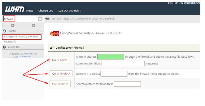 How to unblock any IP from Firewall via WHM Reseller Account?